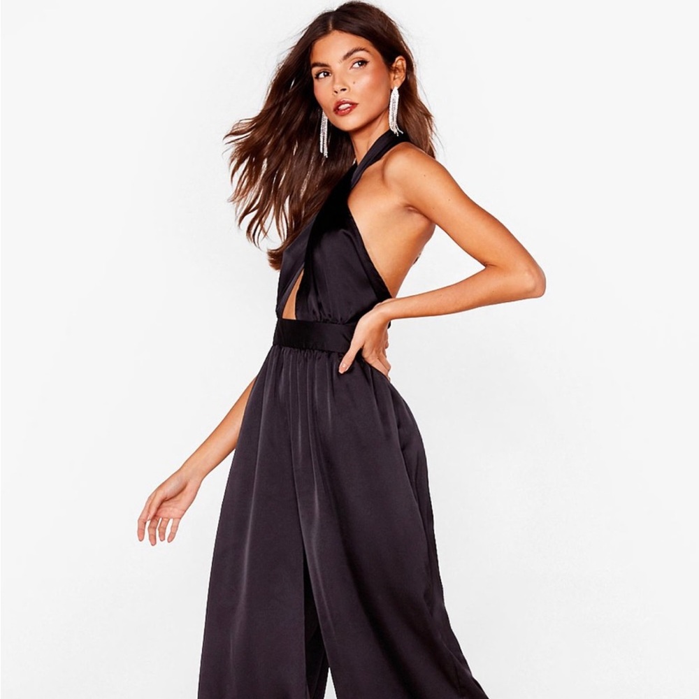 Satin Halter Neck Multiway Wide Leg Jumpsuit